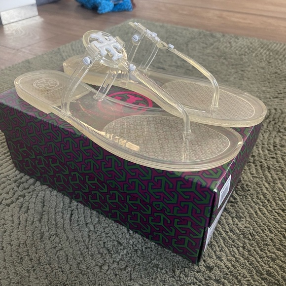 Tory Burch Transparent Sandals with White Logo - Picture 2 of 5